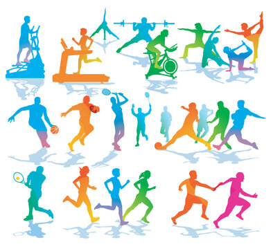 Diverse Sportarten und Fitness &Uuml;bungen, illustration..eps