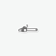 Chain saw icon sticker isolated on gray background