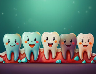 Obraz premium 歯の可愛いキャラクターの表情