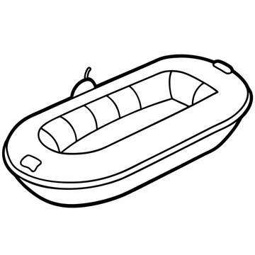 recommend clip art: inflatable boat outline coloring book page line art drawing