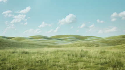 Rolling Countryside Landscape with Clear Skies for Commercial Background