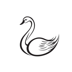 Swan in cartoon, doodle style . Image for t-shirt, web, mobile apps and ui. Isolated 2d vector illustration in logo, icon, sketch style, Eps 10, black and white. AI Generative
