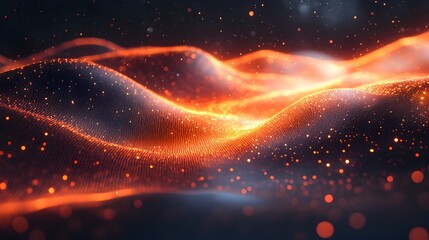 Fototapeta premium Mesmerizing Cosmic Waves of Luminous Energy and Particles Swirling Through the Ethereal Expanse of