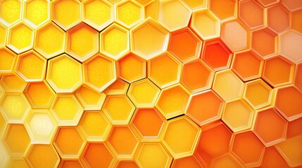 Hexagon honeycomb pattern with gradient colors from yellow to orange