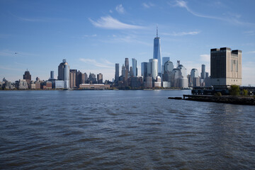 Obraz premium NYC, NY. New York City Skyline with Urban Skyscrapers USA. New York City skyline, cityscape of Manhattan in USA. Panoramic view on Manhattan.