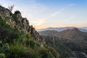 View of the mountains of Algeria Jijel North Africa, rocky mountain with green grass. mountain,...