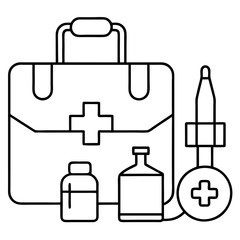 Fototapeta premium medical items outline coloring book page line art drawing