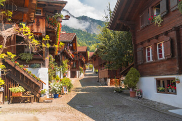 Obraz premium Brienz, Switzerland - Brunngasse Street. This Street was voted as the most beautiful in Europe