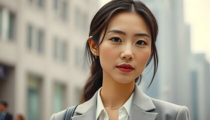 Chinese business woman at city