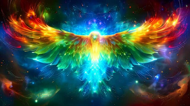 Magic firebird, phoenix in flight