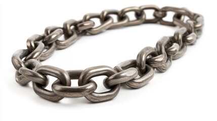 Obraz premium One common metal chain isolated on white