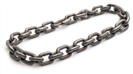 Obraz premium One common metal chain isolated on white
