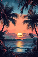 Sunset with Palm Trees