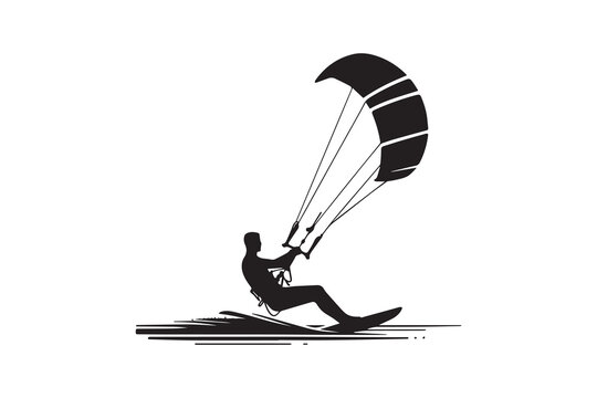 recommend clip art: Kitesurfing vector silhouette illustration