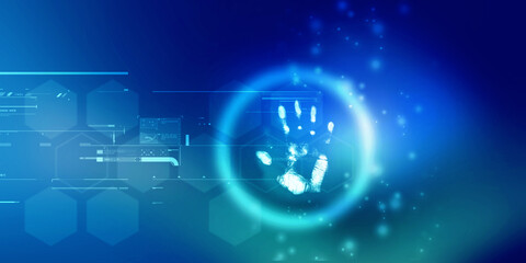 2d Illustration Fingerprint Scanning Technology Concept 