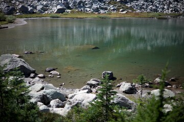 Serene Mountain Lake with Clear Green Water