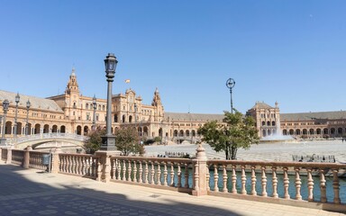 Obraz premium Panoramic view of the Plaza Espana in Seville. One of the most visited and emblematic places.