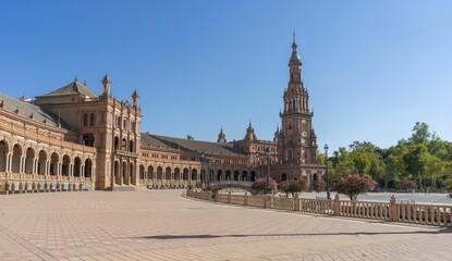 Fototapeta premium Plaza Espana in Seville, one of the most emblematic places in the city. Andalusia. Spain.