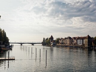 Historic town of Konstanz with reflections on Lake Constance
