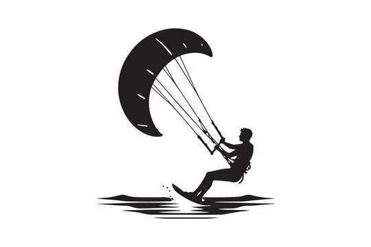recommend clip art: Kitesurfing vector silhouette illustration