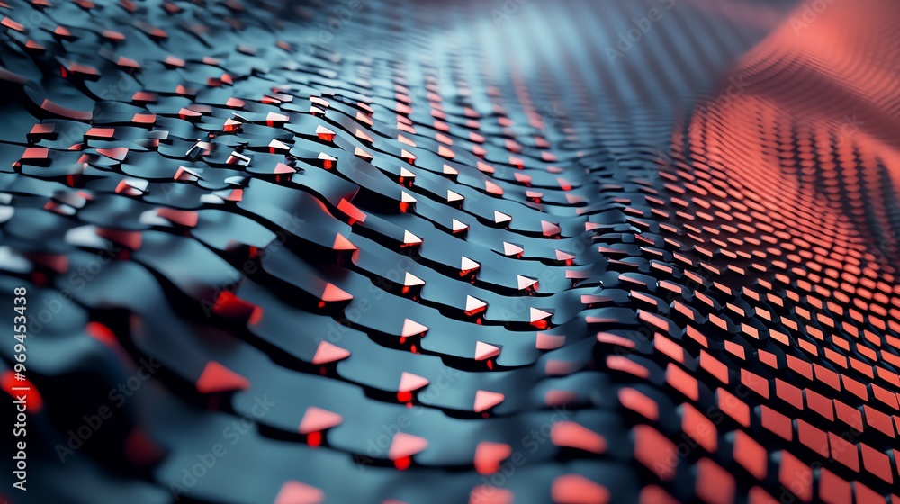Poster abstract texture featuring flowing waves and geometric patterns in striking red and black hues, perf