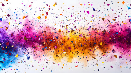 A vibrant explosion of colors and shapes creating a festive, artistic background.