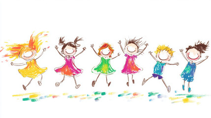Fototapeta premium Happy Kids Jumping.