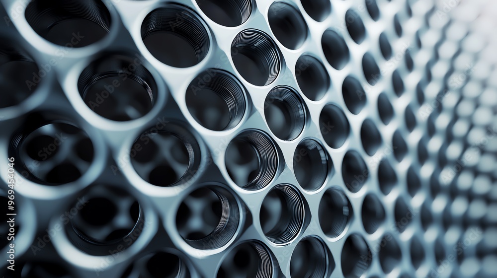Aufkleber a close-up view of a detailed metallic surface with circular patterns and reflections, showcasing mo