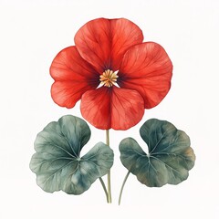 Obraz premium Vibrant Watercolor Nasturtium Bloom on White Background - High Detail 8K Resolution Stock Photo