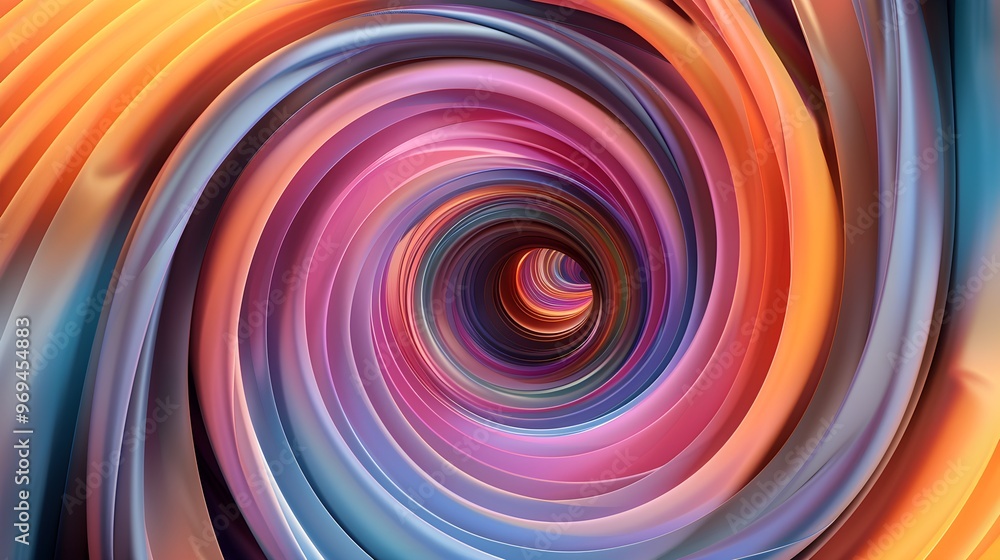 Poster A mesmerizing tunnel of vibrant colors swirling inward, creating a hypnotic and immersive experience. The swirling patterns and intense hues evoke a sense of depth and mystery.