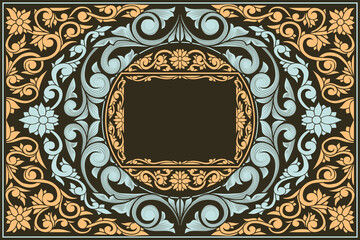 Decorative ornate retro floral blank card