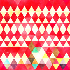A vibrant geometric pattern featuring red and yellow triangles, ideal for backgrounds or artistic designs.