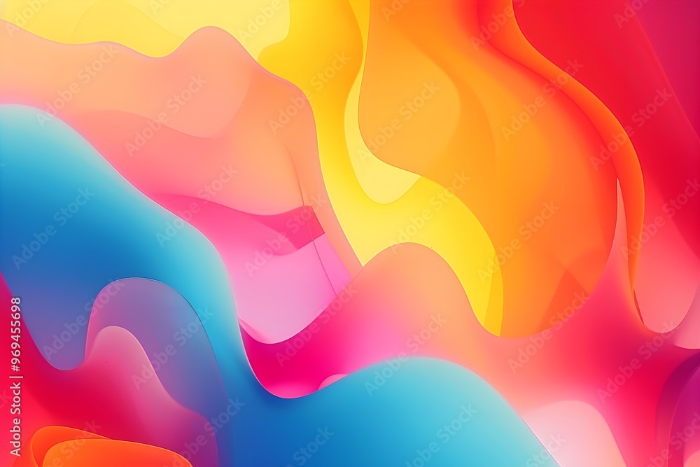 Leinwandbilder A mesmerizing abstract artwork featuring flowing, iridescent colors that resemble a fluid rainbow. The dynamic composition and intricate details create a captivating visual experience.
