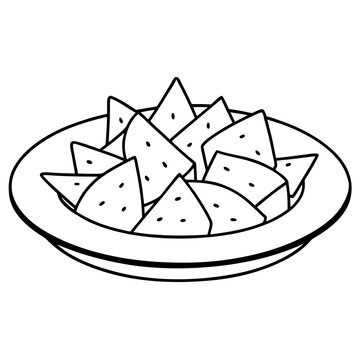 black and white watermelon slices on plate clip art preview