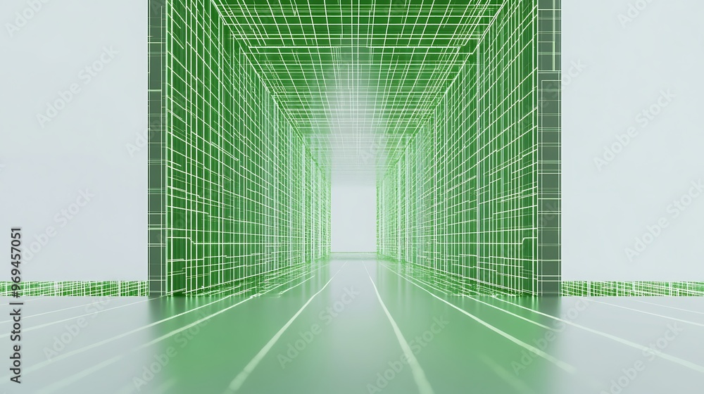 Aufkleber futuristic green pixel holographic display logo design on light grey background with symmetrical com
