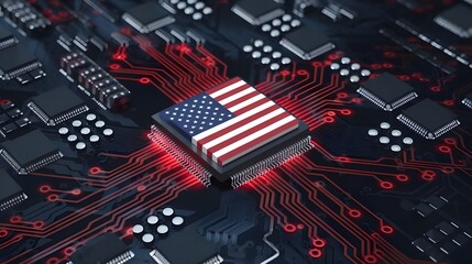 American Flag Chip on Circuit Board