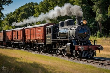 Obraz premium Steam locomotive with wagons