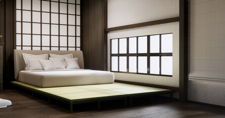 Modern Bedroom design with decoration at room modern japan style.3D rendering
