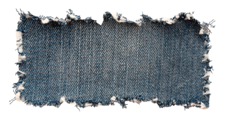 Piece of torn denim on a white background. Denim texture