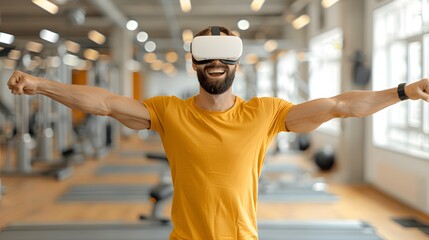 Man Using Virtual Reality for Digital Interaction with Holographic Interface.