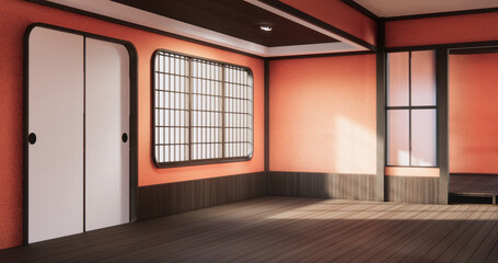Lush lava empty room with decoraion .3D rendering
