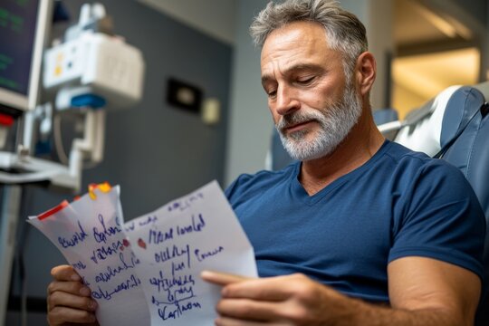 A man reading a letter from his family, filled with love, support, and encouragement as he fights prostate cancer