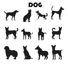 Dog Black and white silhouette vector
