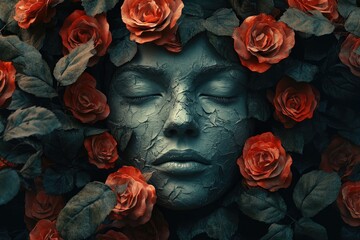 Woman with Red Roses
