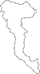 dash line doodle freehand drawing of corfu island map.