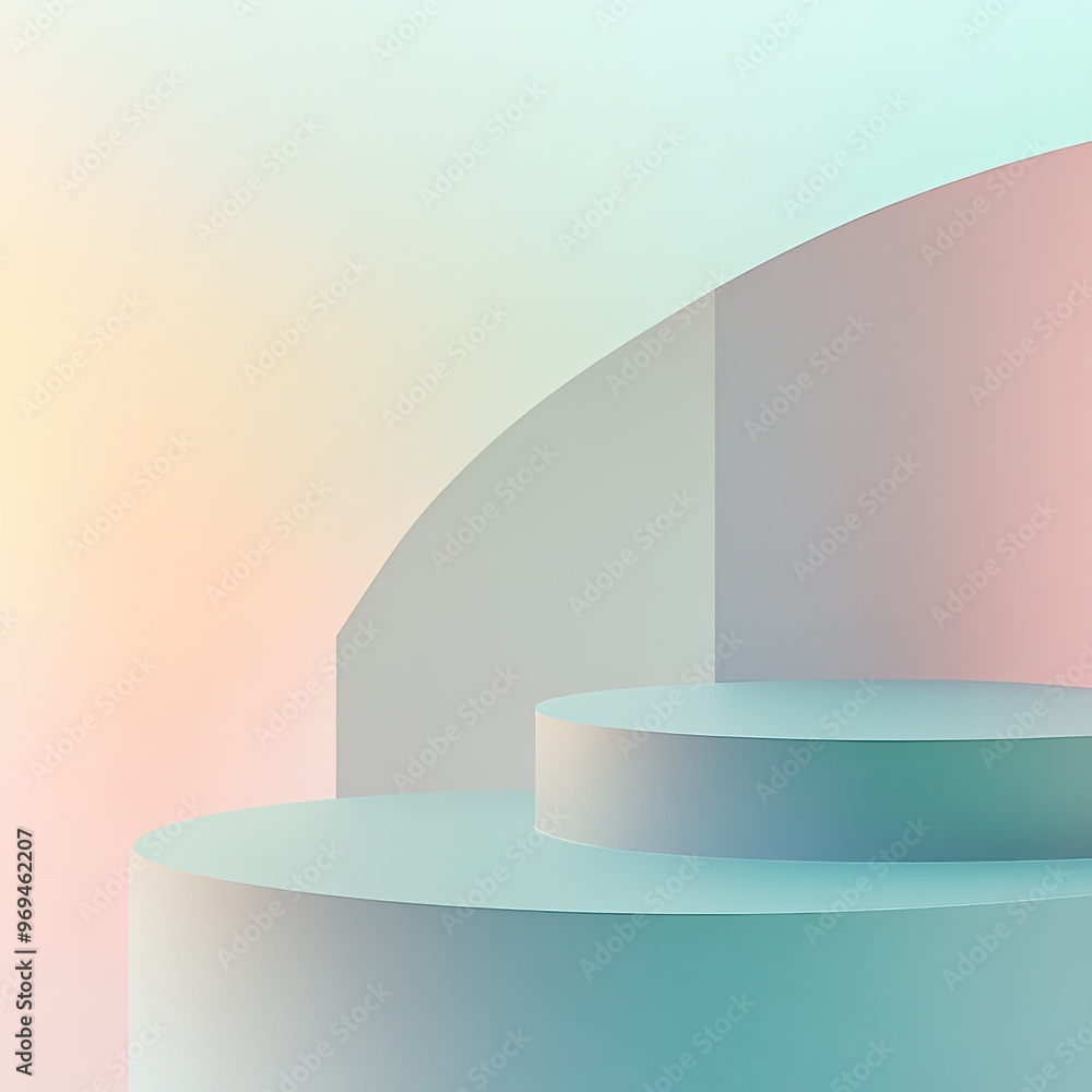 Poster a modern, abstract background featuring soft color gradients and geometric shapes, perfect for creat