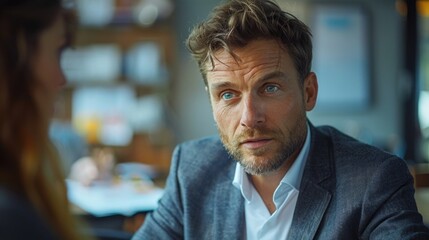 Fototapeta premium Businessman presenting false financial data to colleagues, deceitful corporate environment.