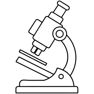 microscope in a doodle style outline coloring book page line art drawing
