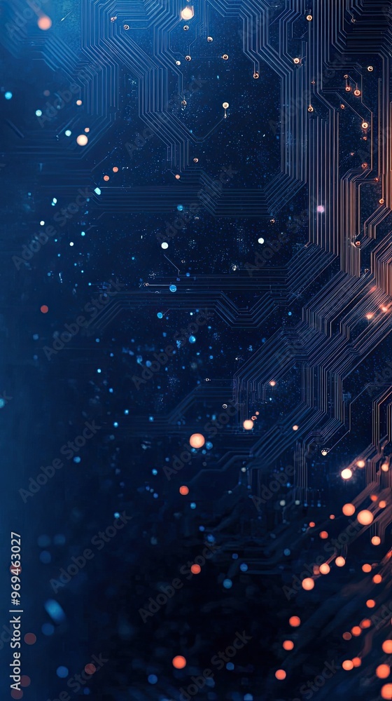 Poster a vibrant abstract background featuring glowing lights and circuit patterns, ideal for tech or futur