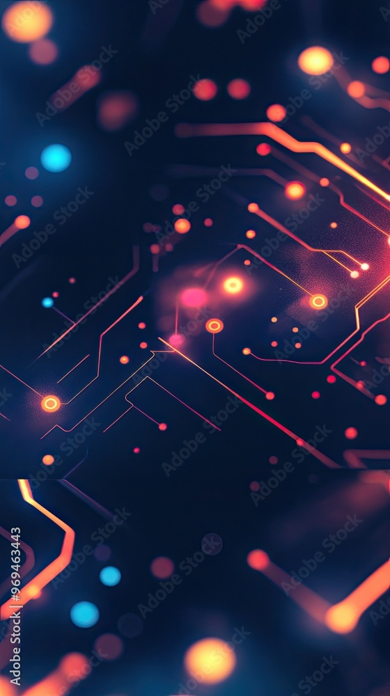 Aufkleber abstract digital background featuring vibrant circuit lines and glowing dots, ideal for technology a